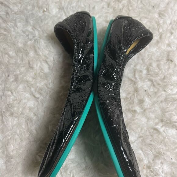 Tieks by Gavrieli Ballet Flats leather Black Patent Croc print slip on flats SZ7 - Picture 8 of 11